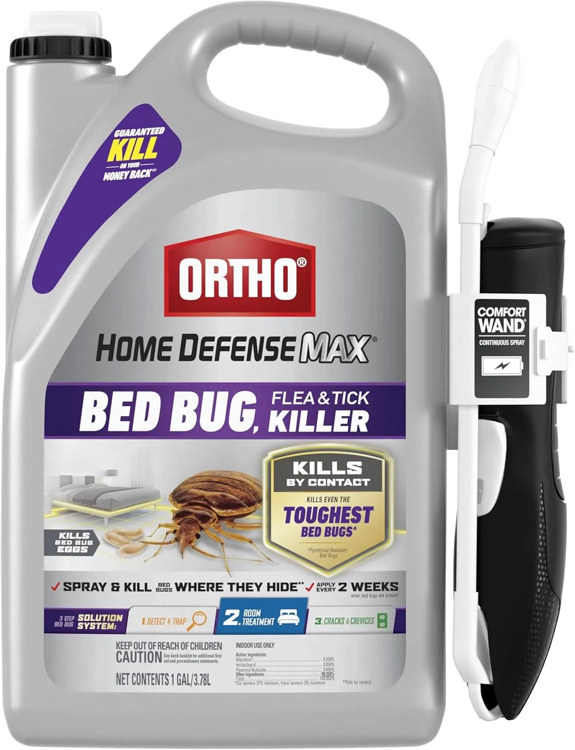 Ortho Home Defense Max Bed Bug Flea and Tick Killer 1 gallon with Comfort Wand
